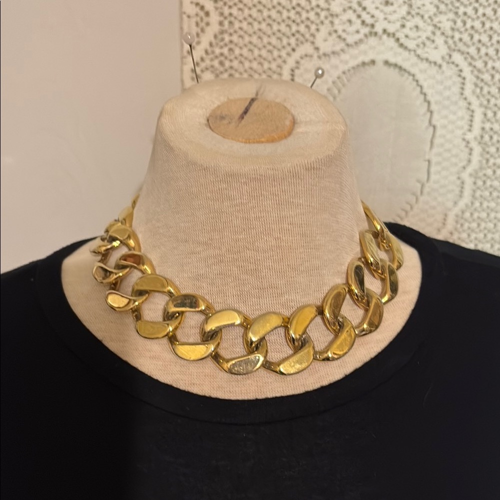 Gold Tone Chain Link Choker Necklace